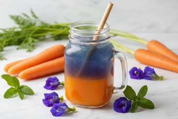 Refreshing Carrot Juice with Butterfly Pea Flower Tea