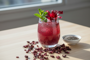 Refreshing Hibiscus Tea with Chia Seeds for Circulation and Hydration Benefits
