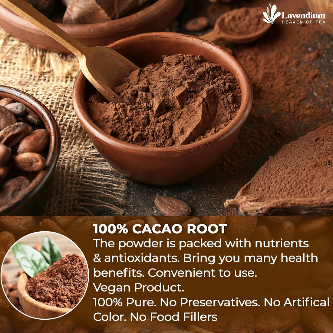 Cacao Powder, 25oz (1.56 lbs), 100% Natural & Pure, Unsweetened, Rich Chocolate Flavor, Perfect for Baking & Smoothies