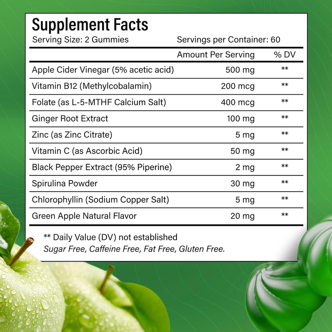 Premium Apple Cider Vinegar (ACV) Gummies, Formulated with Vitamin B12, Zinc, Ginger & Vitamin C