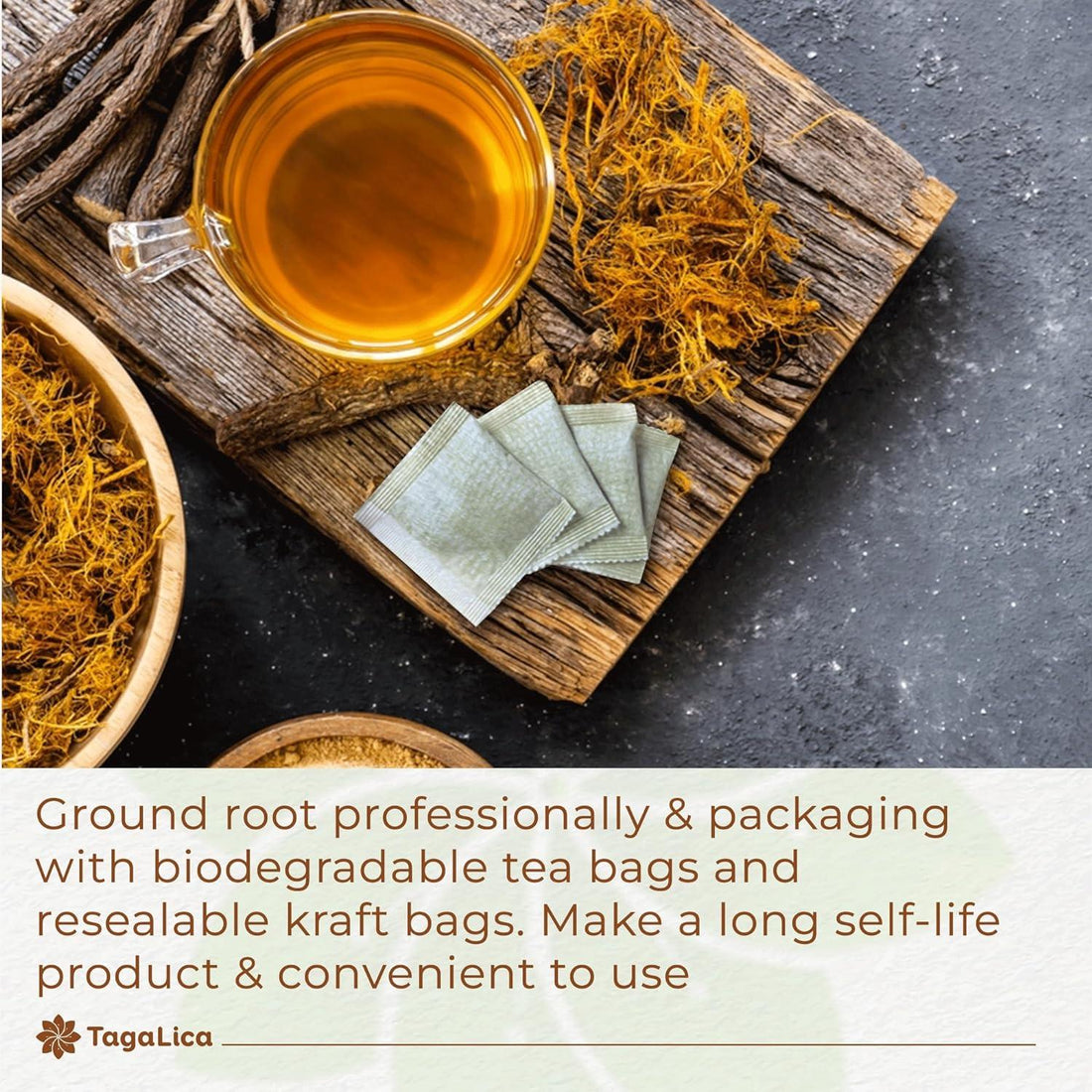 Premium Organic Licorice Root Tea Bags, 100% Natural & Organic, Non-GMO, Pure Licorice Root, Eco-Conscious Tea Bags, Licorice Root Herbal Tea, Licorice Root Tea. No Sugar, No Caffeine, No Gluten, Vegan - FreshDrinkUS - Natural and Premium Herbal Tea