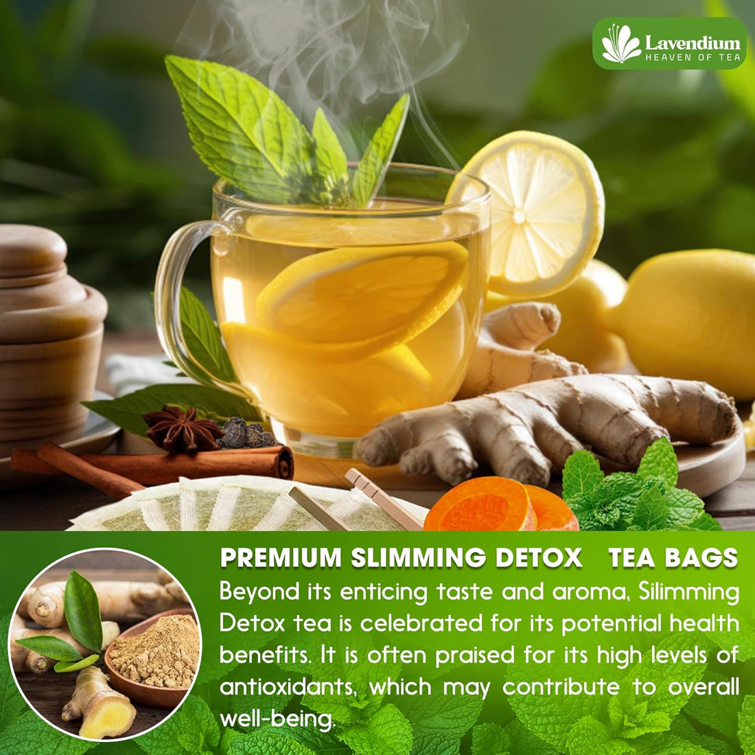 SIimming Detox Tea Caffeine Free - Herbal Tea with Chamomile, Hibiscus Tea & Ginger Root