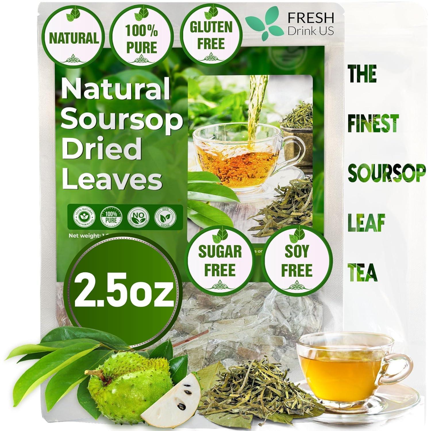 Soursop Leaves Tea for Cancer, Soursop Leaves Tea, Guanabana Leaves Tea, Cancer Tea, 100% Natural & Pure, Handmade, Made With Natural Materials-Corn Fiber Tea Bag, Sugar/Caffeine/Gluten Free, Hoja Guanabana Tea - FreshDrinkUS - Natural and Premium Herbal Tea