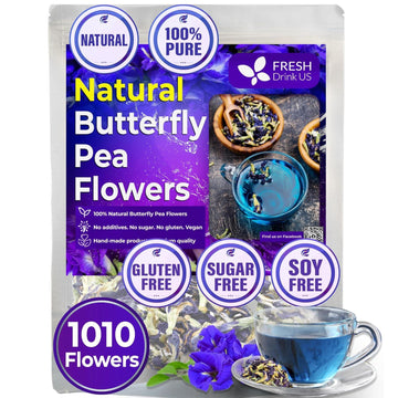 Premium Butterfly Pea Flowers, Tea Bags, 100% Natural and Pure from Butterfly Pea Flowers, Hand-made, Made With Natural Materials-Corn Fiber Tea Bag, Sugar/Caffeine/Gluten Free - FreshDrinkUS - Natural and Premium Herbal Tea