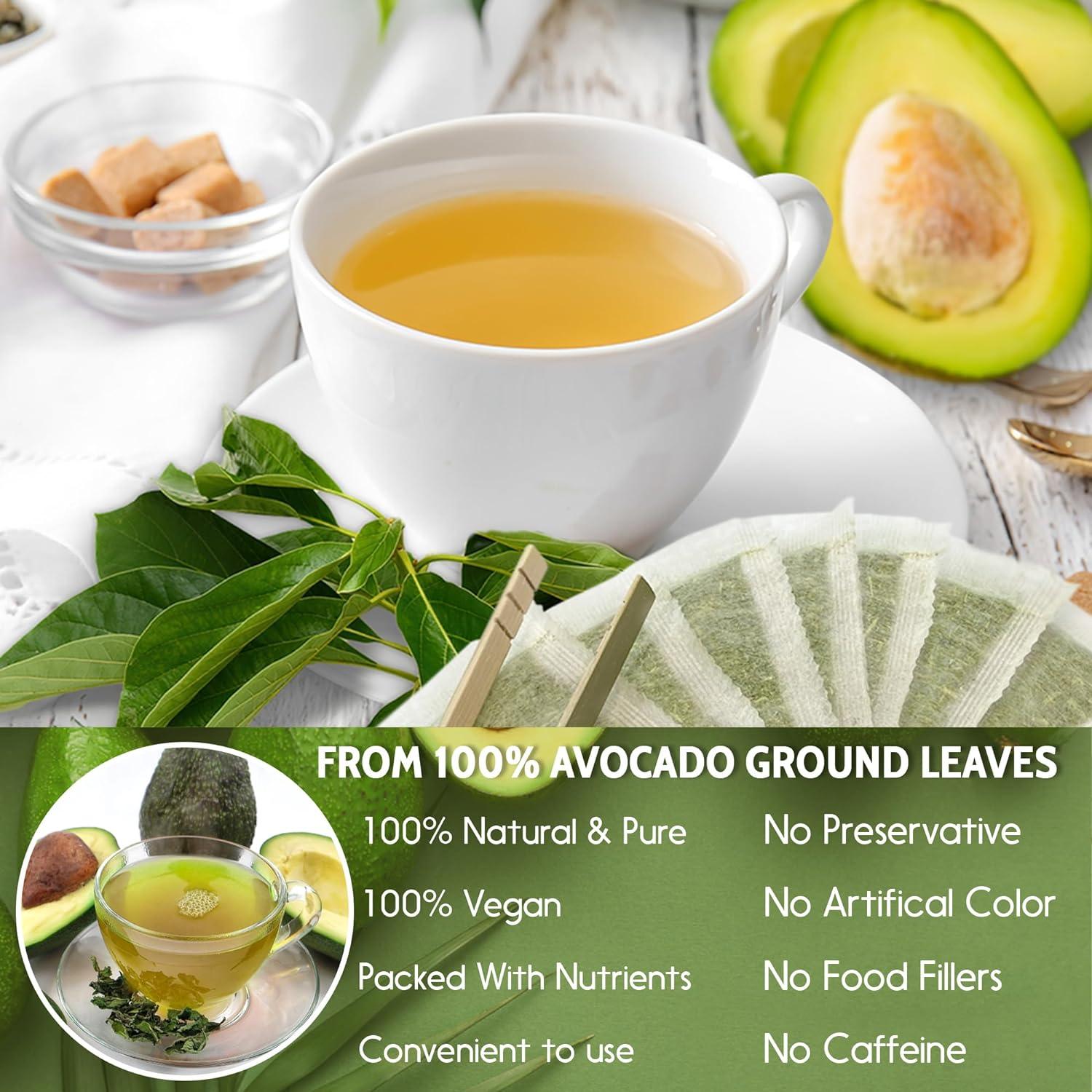 Natural Avocado Whole Leaves Dried, Tea Bags, 100% Pure from Avocado Leaves, Avocado Leaf Tea, Hojas de Aguacate Seca, No Additives, No Caffeine, Vegan - FreshDrinkUS - Natural and Premium Herbal Tea