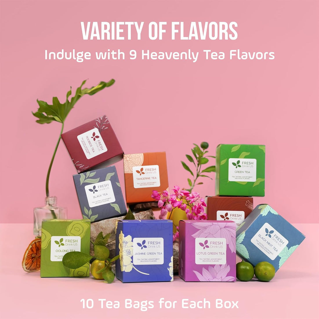 Premium 90 Tea Bags Sampler Assortment, 9 Different Flavors