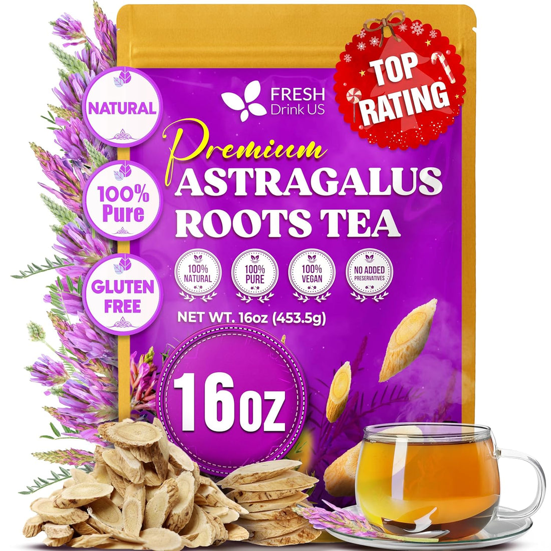 Premium Dried Astragalus Root Slices – 100% Natural Astragalus Root for Herbal Tea & Traditional Beverages – Natural, Clean Cut, No Additives. No Preservatives. Vegan