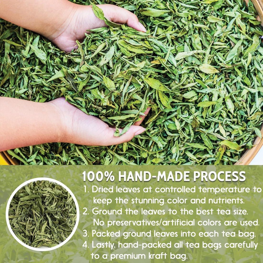 Stevia Leaf, Whole Dried Leaves, Tea Bags, Powder, 100% Natural and Pure from Stevia Leaves. Sugar Substitute for Tea, Coffee. Loose Leaf Stevia Herbal Tea. Zero Calorie Sweetener. No Sugar, No Caffeine, No Gluten, Vegan. - FreshDrinkUS - Natural and Premium Herbal Tea