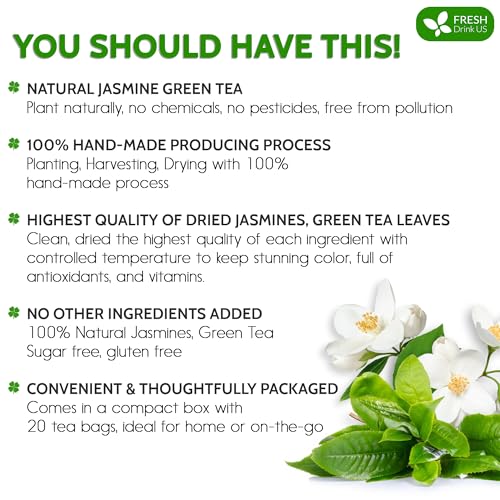 Premium 20 Tea Bags of Lotus Green Tea, 100% Natural. Exquisite Flavor, Handpicked Leaves, Perfect for Tea Lovers. No Sugar, No Gluten, Vegan.