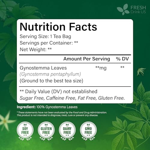 Premium Gynostemma Tea Bags (Jiaogulan) | Naturally Smooth & Earthy Caffeine-Free Herbal Tea – Plant-Based Tea Bags for Daily Enjoyment. Caffeine Free, Sugar Free. Vegan