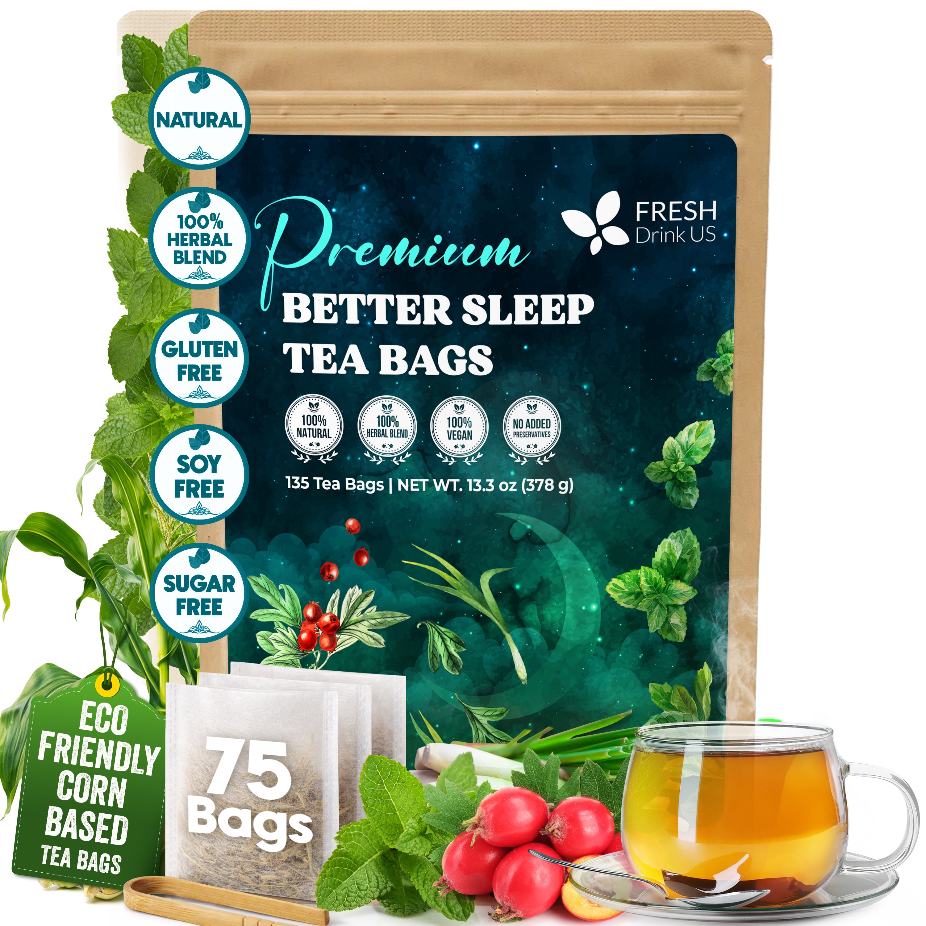 Premium Better Sleep Herbal Tea | Special Herbal Sleep Tea, Caffeine-F