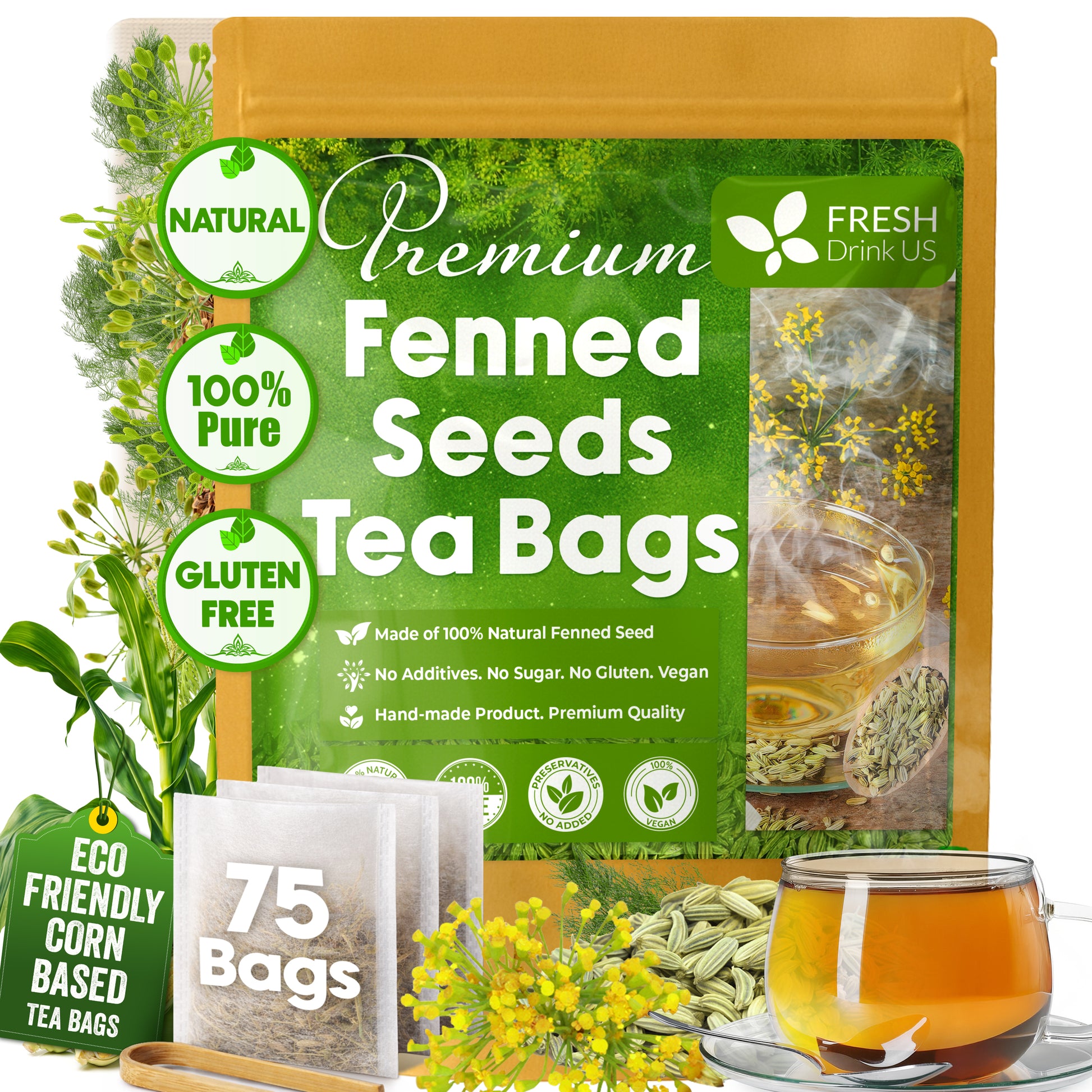 plant seeds in tea bags Premium Fennel Tea Bags, 100% Natural & Pure from Fennel Seeds. Fennel Seed Herbal Tea. Fennel Seed Tea. Made with Natural Material Tea Bags. No