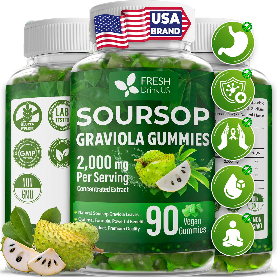 Tropical Vitality Set, Soursop Graviola Gummies & Organic Coconut Powder, 100% Natural and Pure, Vegan, Non-GMO, Gluten-Free, Unsweetened, Plant-Based Wellness Combo for Daily Energy and Balance