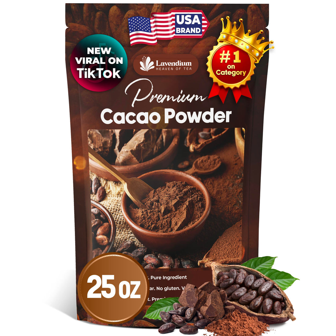 Tropical Energy Duo, Pure Cacao Powder 25oz (1.56 lbs), Organic Coconut Powder 20oz (1.25 lbs), 100% Natural and Pure, Unsweetened, Vegan, Non-GMO, Gluten-Free, Perfect for Smoothies, Coffee, and Daily Energy Support