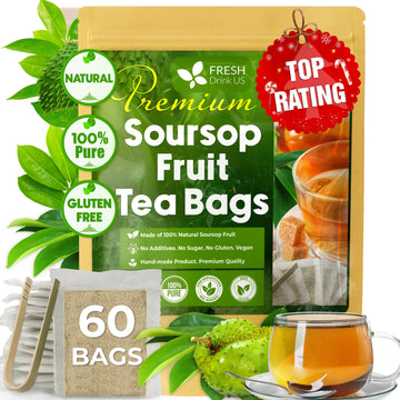 Premium Soursop Graviola Fruit Tea Bags, Tea Powder, 100% Natural and Pure from Soursop Fruits, Handmade, Made With Natural Materials-Corn Fiber Tea Bag, Sugar/Caffeine/Gluten Free, Hoja Guanabana Tea